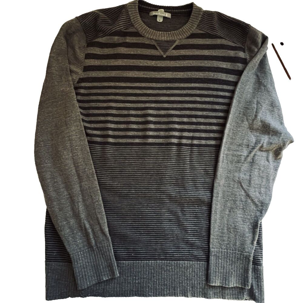 Smartwool Sweater Mens L Gray Sparwood Crewneck Striped Wool Blend Pullover